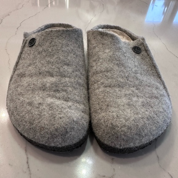 BIRKENSTOCK Zermatt Shearling Slippers Clogs Light Gray Wool Felt UK 40/US 9 - Picture 6 of 16